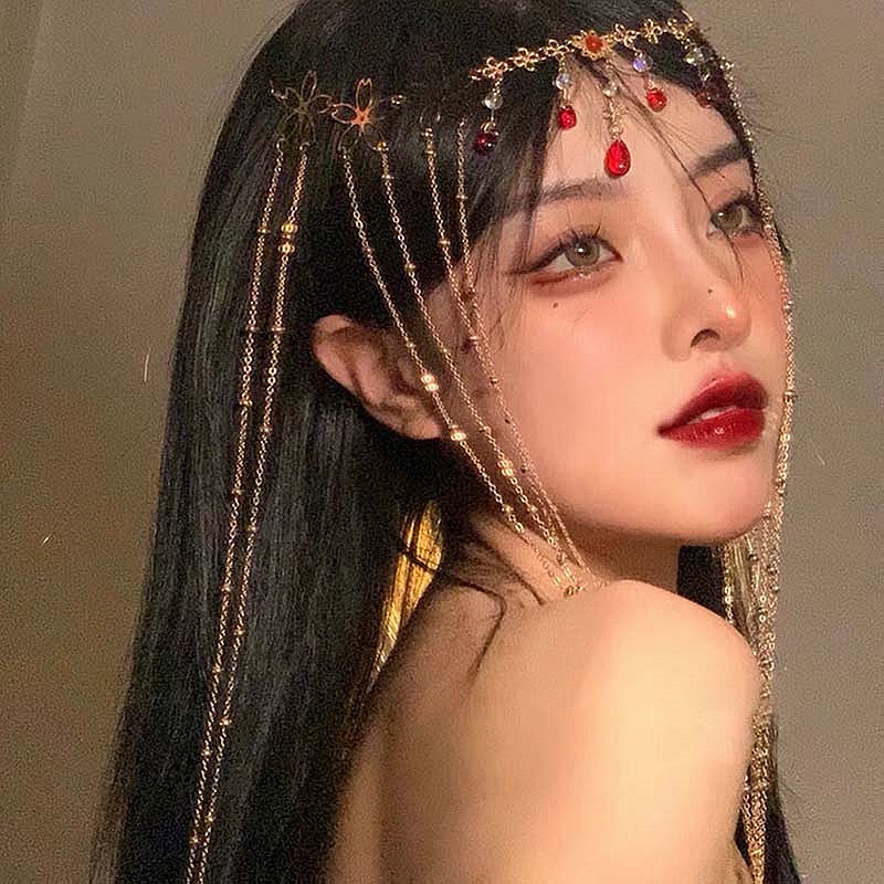 ผ้าโพกศีรษะ ประดับพู่ จี้รูปหัวใจ และดอกไม้ เครื่องประดับ สําหรับผู้หญิง