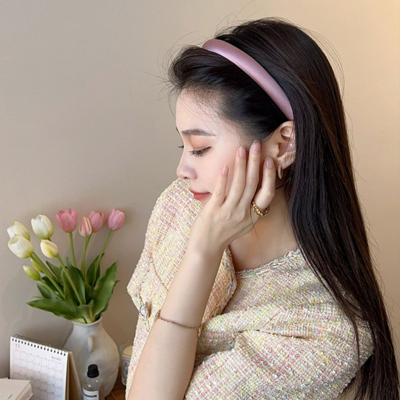 ผ้าโพกศีรษะฟองน้ํา คุณภาพสูง สไตล์เกาหลี ขนาด 1.5 ซม. สําหรับเด็กผู้หญิง