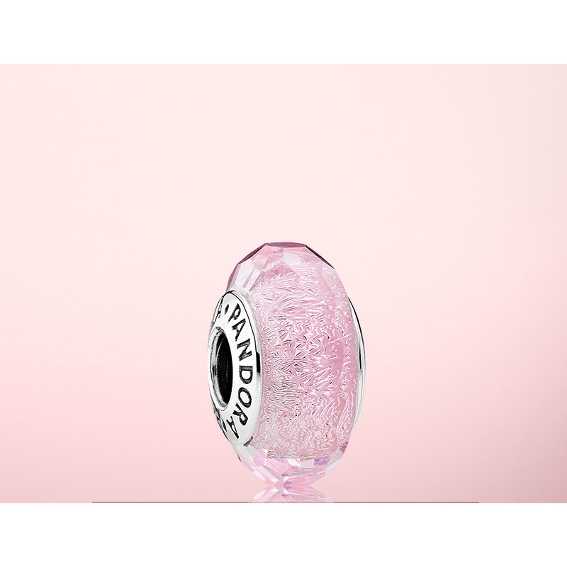 พร้อมส่ง PANDORA สร้อยข้อมือเงิน 925 ประดับกลิตเตอร์ สีชมพู สําหรับผู้หญิง