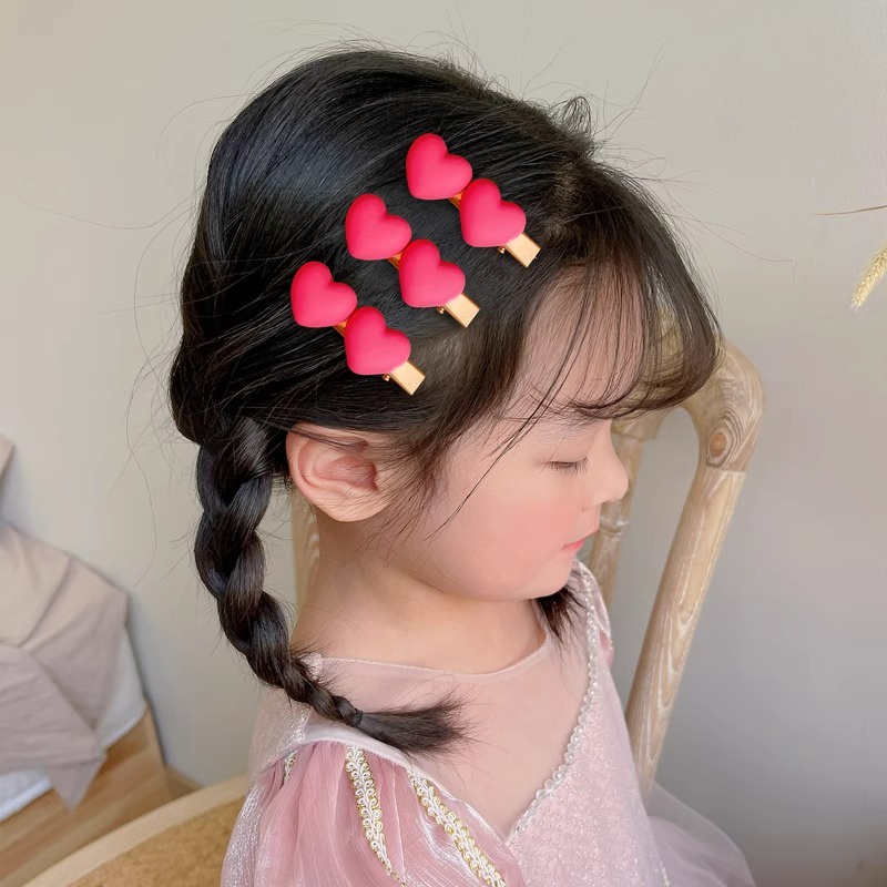 พร้อมส่ง กิ๊บติดผมหน้าม้า รูปปากเป็ด น่ารัก สีชมพู อุปกรณ์เสริม 5 ชิ้น