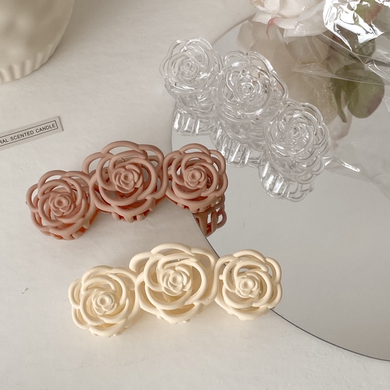 พร้อมส่ง  กิ๊บหนีบผมกุหลาบขนาด 11 cm