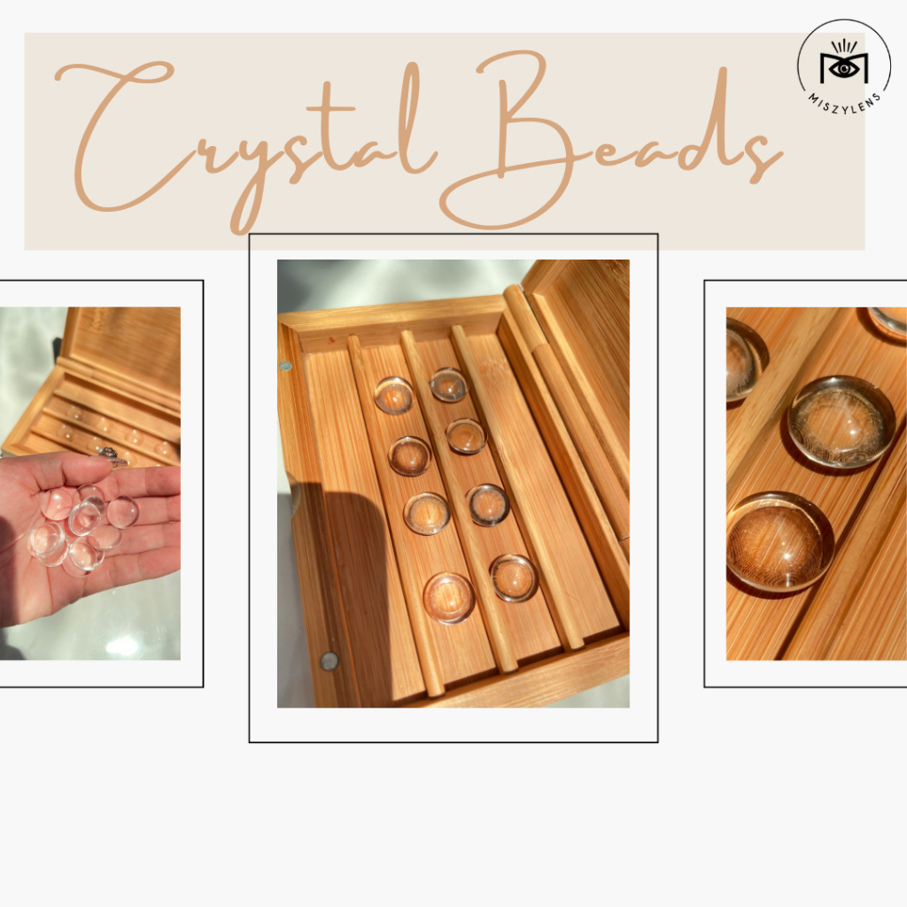 (พร้อมส่ง) คริสตัลใส ทรงกลม ไม่มีรู สำหรับ DIY เป็นพร็อพถ่ายสินค้าคอนแทคเลนส์ พร็อพถ่ายรูป