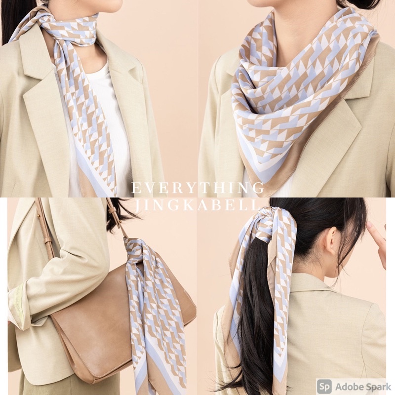 พร้อมส่ง   ผ้าพันคอ ผ้าโพกหัววินเทจ【70x70 ซม】ผ้ามัดผมเกาหลี