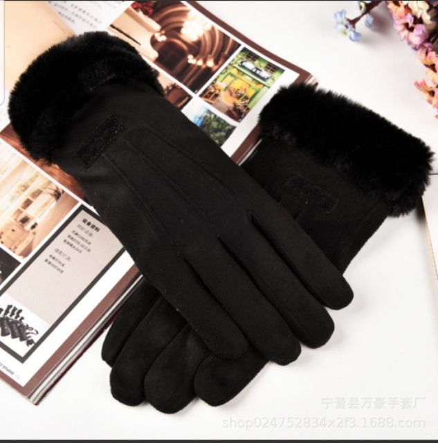 พร้อมส่ง (รุ่น 2) ถุงมือกันหนาว บุขนนุ่ม (ทัสกรีนได้)