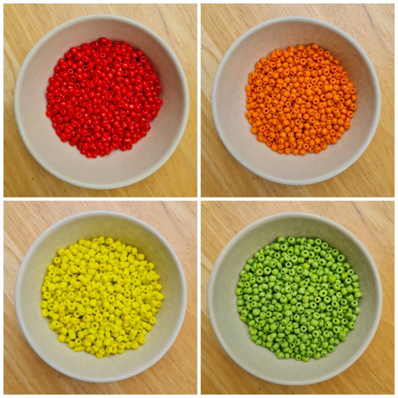 พร้อมส่ง  ลูกปัดเม็ดทรายสีด้าน 4mm น้ำหนัก 50 กรัม