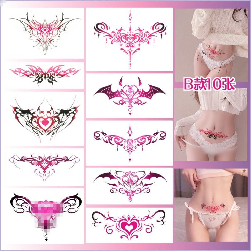 [พร้อมส่ง] สติกเกอร์รอยสัก รูปหัวใจ กันน้ํา เซ็กซี่ สําหรับร่างกาย หน้าท้อง สมุนไพร