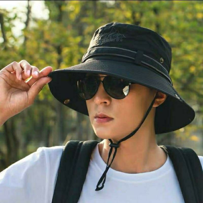 พร้อมส่ง หมวกบักเก็ตเดินป่ามีสายคล้อง (Bucket hat) หมวกเดินป่า มีสาย หมวกบักเก็ตเดินป่า