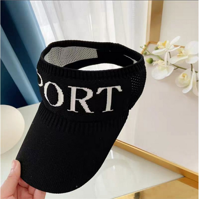 [พร้อมส่ง] หมวกผู้ใหญ่ครึ่งหัวไตล์เกาหลี หมวกเปิดหัวกันแดดสำหรับผู้หญิง ลาย SPORT