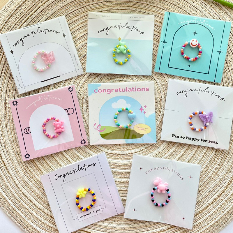 พร้อมส่ง   แหวนลูกปัดคละสี น่ารัก ของขวัญ ปัจฉิม งาน handmade (ราคาต่อชิ้น)