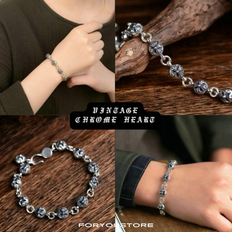 ฟรีกล่อง  กำไล CHROME HEAETS ⚜️โคมฮาร์ท ⚜️ Chrome Hearts ♥️ มีหลายแบบ