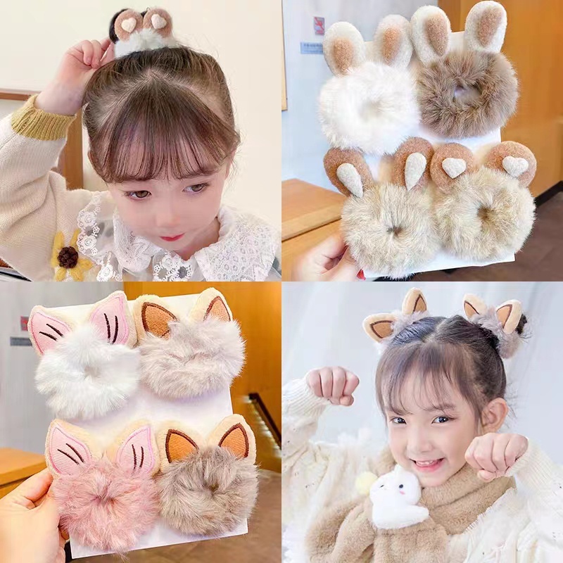 ยางรัดผม รูปหูกระต่ายน่ารัก แฟชั่นฤดูใบไม้ร่วง และฤดูหนาว