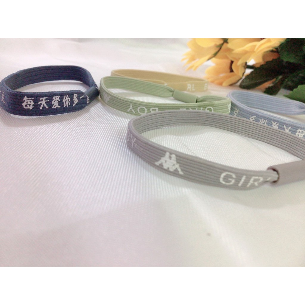 ยางรัดผม ลายอักษร เชือกผูกผม สุ่มสี  G037