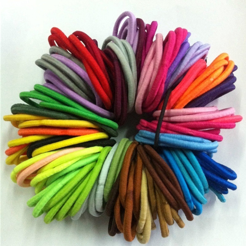 ยางรัดผม สีดํา คละสี สําหรับเด็ก 100 ชิ้น