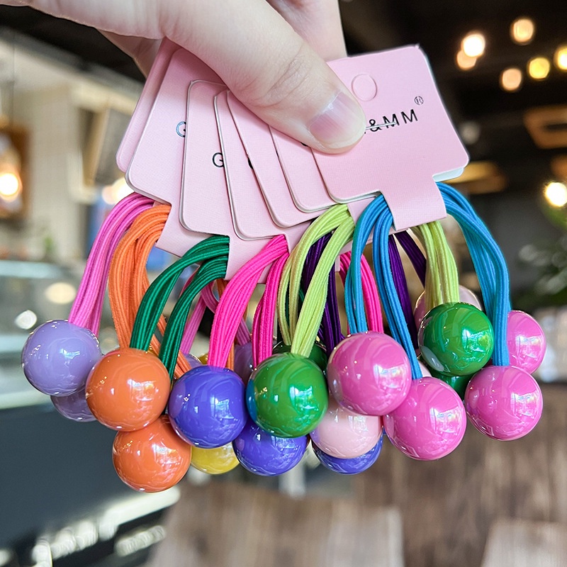 ยางรัดผม แบบยืดหยุ่น ไร้รอยต่อ สีแคนดี้ เรียบง่าย สําหรับเด็กผู้หญิง
