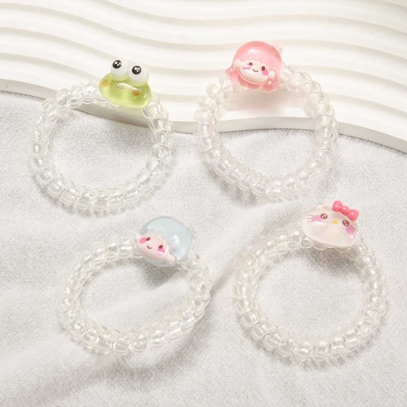 ยางรัดผม แบบเกลียว ยืดหยุ่นสูง ลายการ์ตูน Hello Kitty กบน่ารัก เครื่องประดับผม สําหรับผู้หญิง