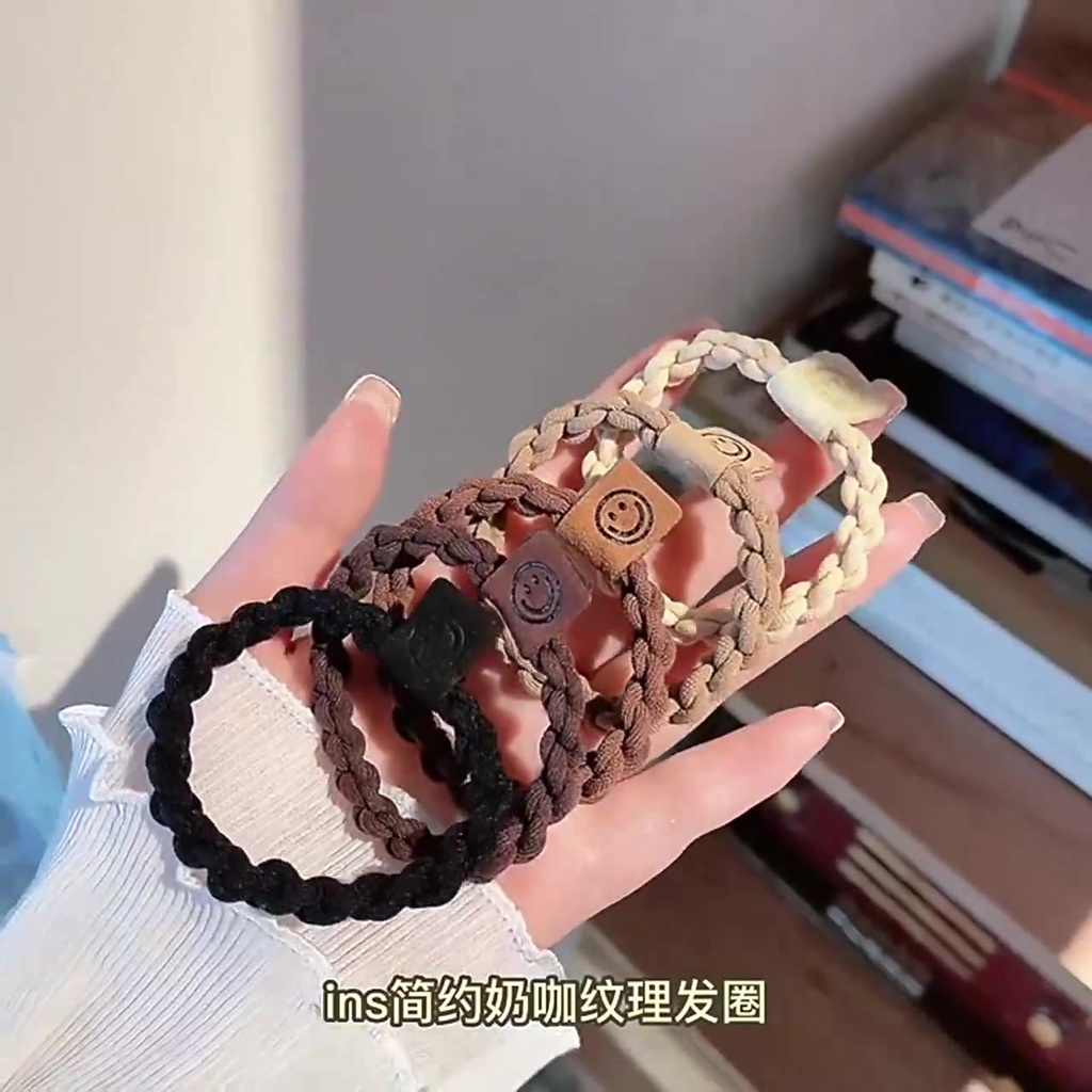 ยางรัดผมหางม้า แบบยืดหยุ่นสูง ลายการ์ตูนหน้ายิ้ม สําหรับผู้หญิง