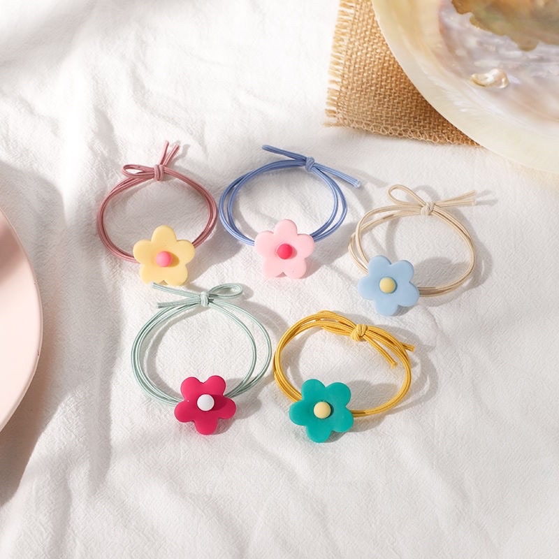 ยางรัดผมเดซี่ คละสี พร้อมส่ง มัดผมเกาหลี หนังยางมัดผม ลายน่ารัก ยางผูกผม เชือกมัดผม