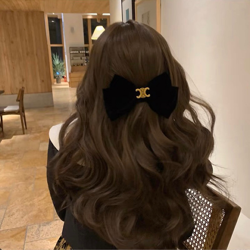 ร้านไทย พร้อมส่ง โบว์ติดผมสีดำ กิ๊บติดผม เครื่องประดับผมสีดำ