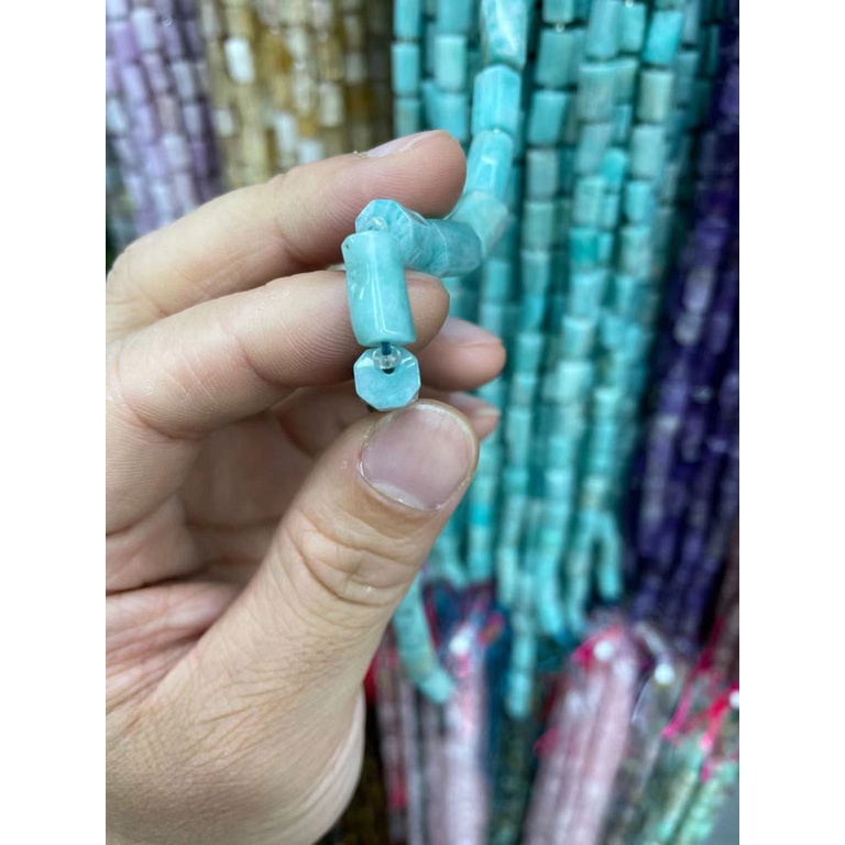 ลูกปัดหินธรรมชาติ ทรงกระบอก สําหรับทําเครื่องประดับ สร้อยคอ DIY ขนาด 8x10.5 มม.