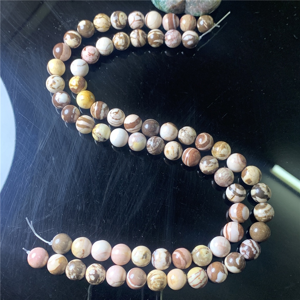 ลูกปัดหินธรรมชาติ ลายม้าลายแอฟริกา ขนาด 4-12 มม. สําหรับทําเครื่องประดับ DIY