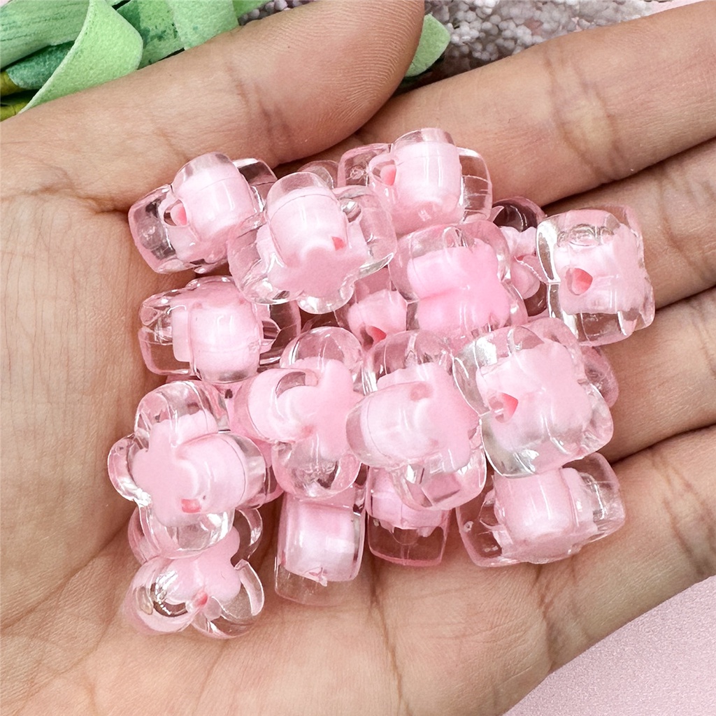 ลูกปัดอะคริลิค ลายดอกไม้ ขนาดเล็ก 14.7 มม. สําหรับทําสร้อยข้อมือ โทรศัพท์มือถือ DIY 20 ชิ้น