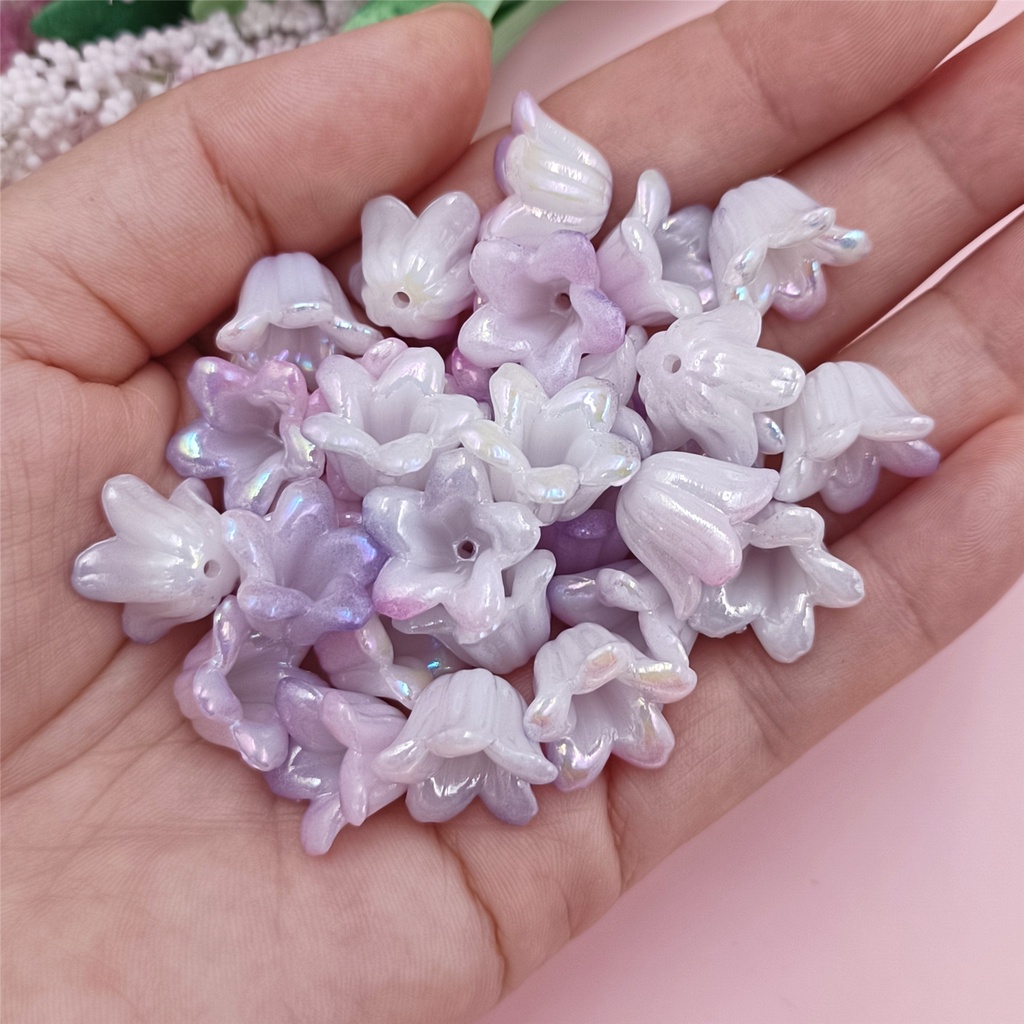 ลูกปัดอะคริลิค สองสี ไล่โทนสี สําหรับทําเครื่องประดับ DIY 30 ชิ้น