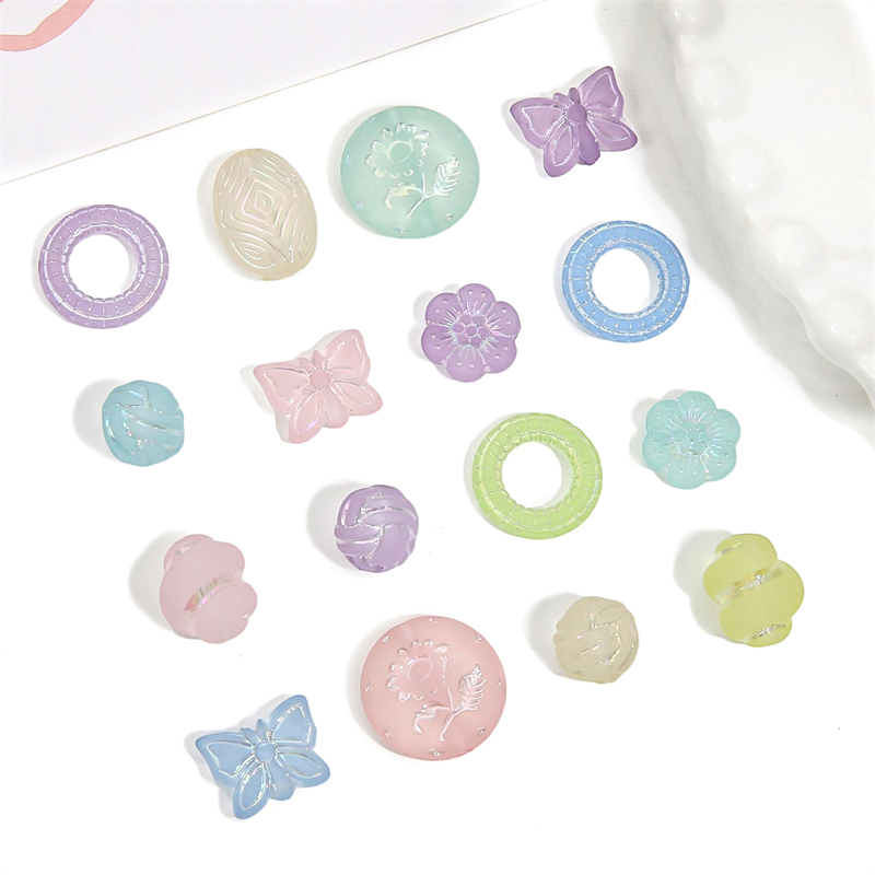 ลูกปัดอะคริลิคใส รูปเส้น สีเงิน แฮนด์เมด DIY