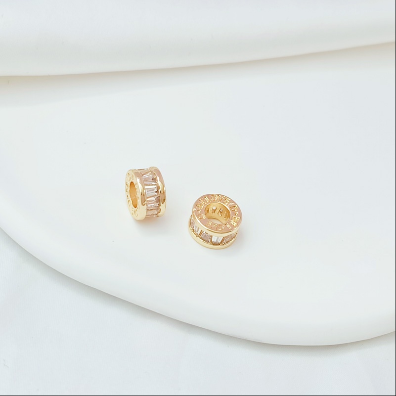 ลูกปัดเพทาย ทอง 14K ฝังเพทาย แฮนด์เมด DIY สําหรับทําเครื่องประดับ สร้อยคอ สร้อยข้อมือ