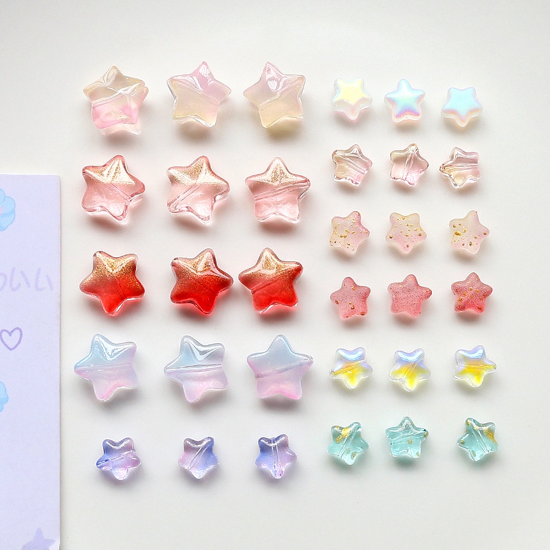 ลูกปัดแก้ว รูปดาวห้าแฉก สีทอง สําหรับทําเครื่องประดับ แฮนด์เมด Diy จํานวน 20 ชิ้น