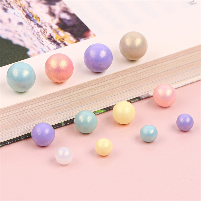 ลูกปัดไข่มุก สีมาการอง ไข่มุก ไม่มีรู ABS DIY
