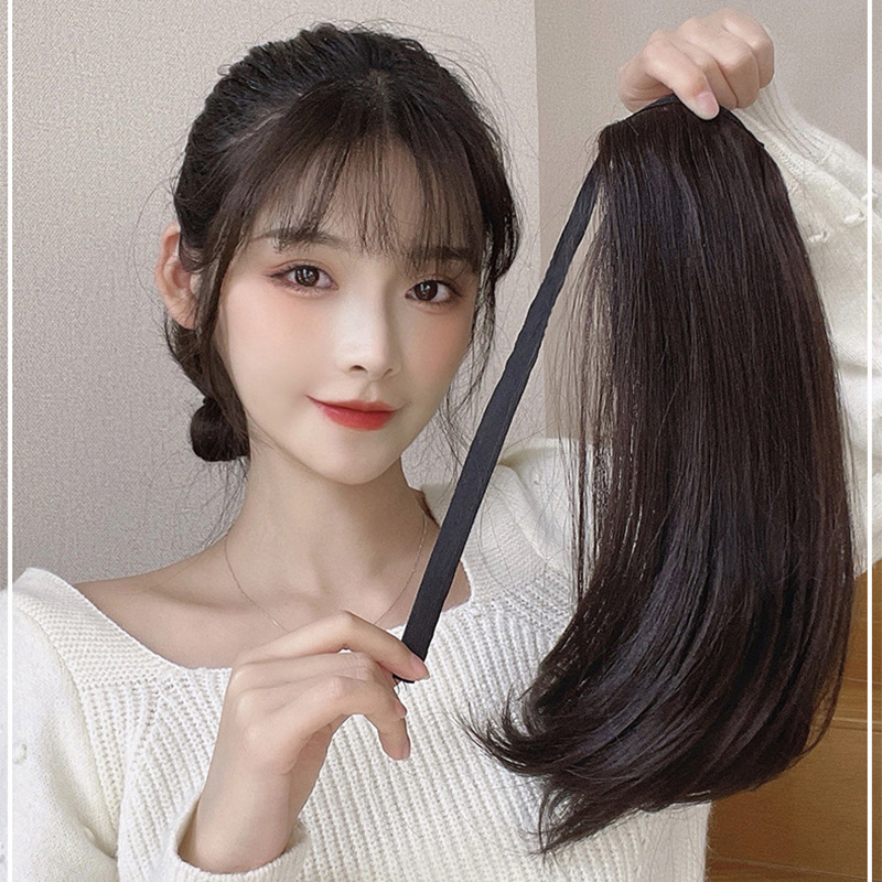 วิกผมหางม้า วิกผมหางม้า ผมหยิก ธรรมชาติ สีแดง ถักเปีย ยาว และสั้น สูงปลอม