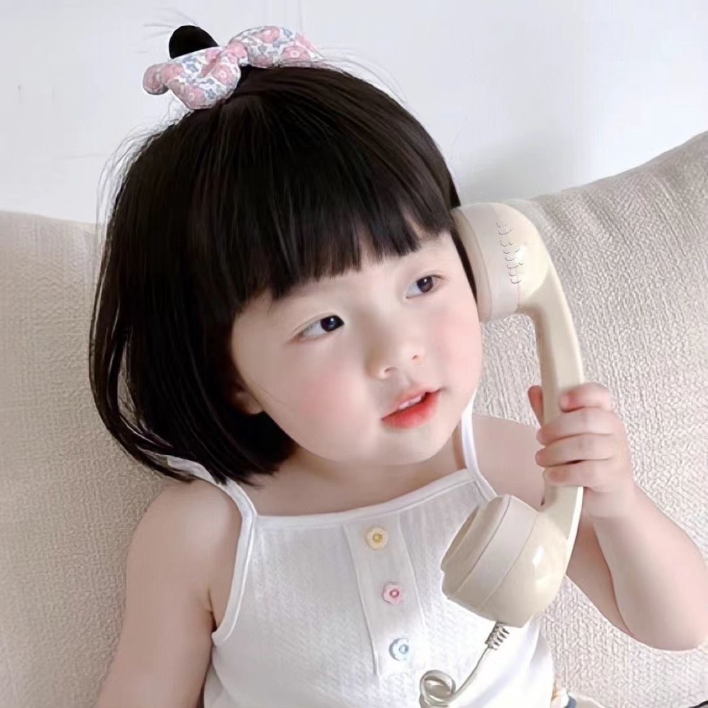 วิกผมเด็ก ผมสั้นฟู วิกผมเด็กผู้ชาย เวอร์ชั่นเกาหลี Qi Liuhai BOBO วิกผมสั้นตรง แบบเต็ม