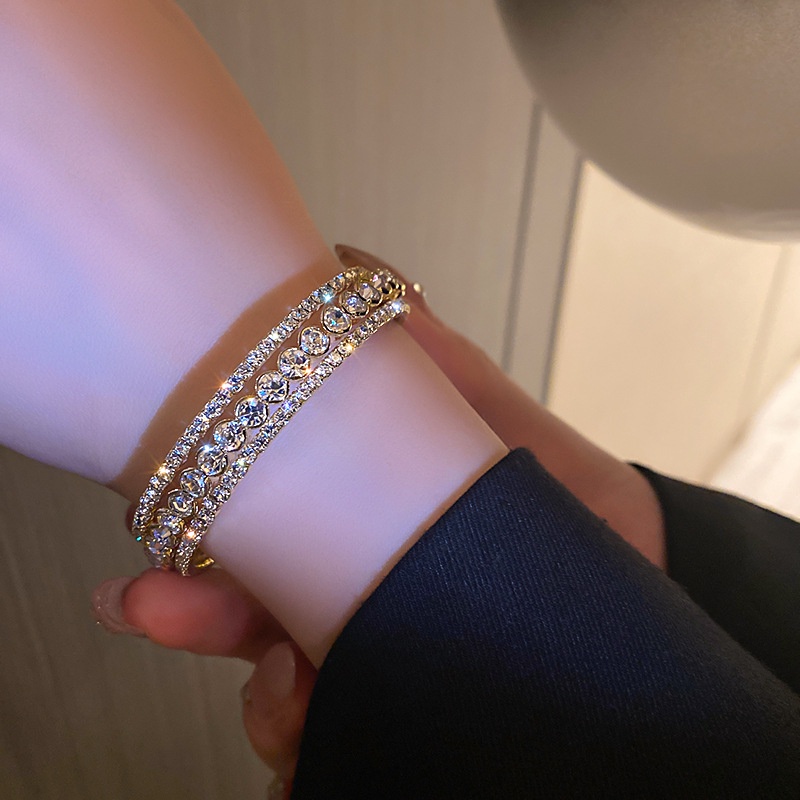 สร้อยข้อมือ ชุบทอง 24k ประดับเพชร เพทาย เครื่องประดับ ของขวัญ สําหรับผู้หญิง
