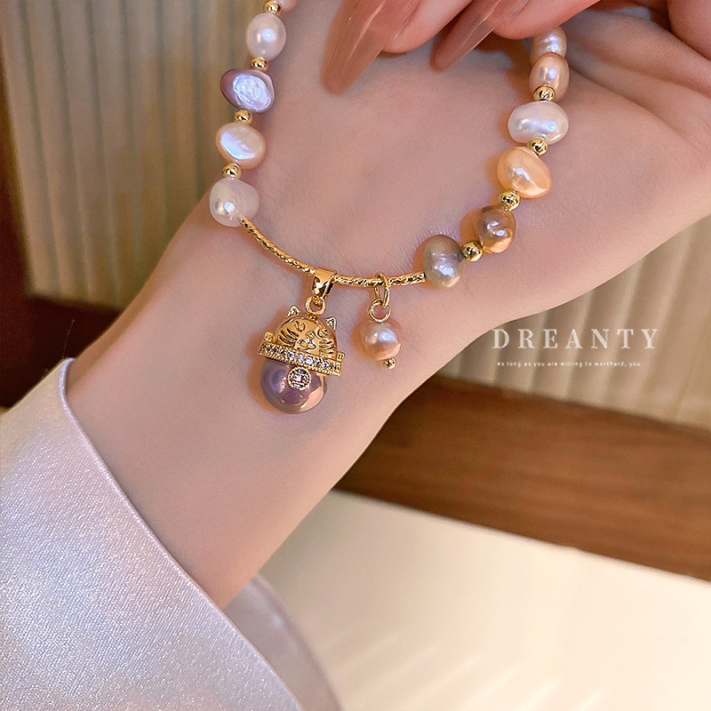 สร้อยข้อมือ ประดับไข่มุก เพทาย แฟชั่นบาร็อค สําหรับผู้หญิง