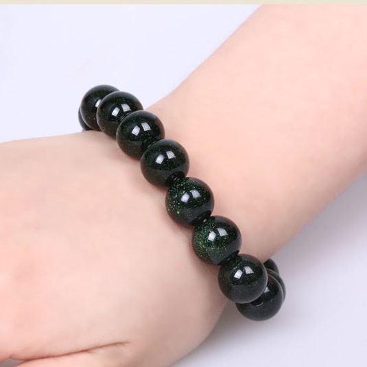 สร้อยข้อมือ ลูกปัดหินทราย สีเขียวธรรมชาติ 6-12 มม. DIY สําหรับผู้ชาย ผู้หญิง