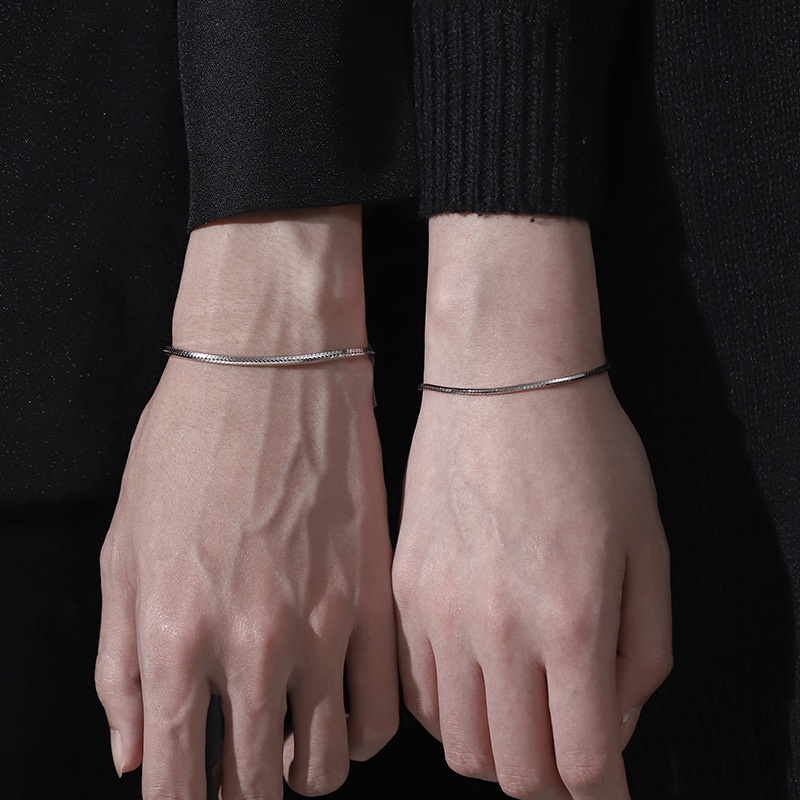สร้อยข้อมือ สายโซ่ สามารถปรับได้ แบบเรียบง่าย อินเทรนด์คู่รัก สําหรับผู้ชาย และผู้หญิง