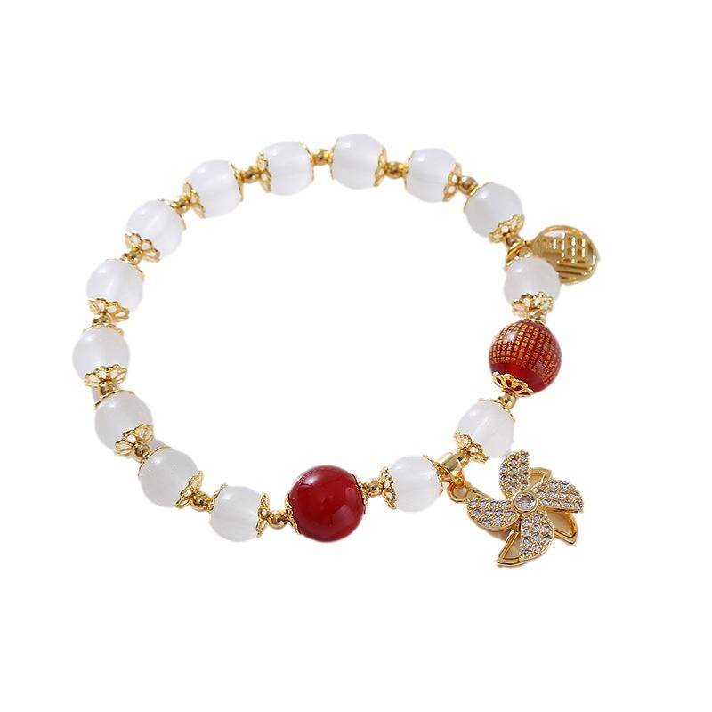 สร้อยข้อมือ หินอาเกตธรรมชาติ สีแดง นําโชค เครื่องประดับ สําหรับแฟนสาว