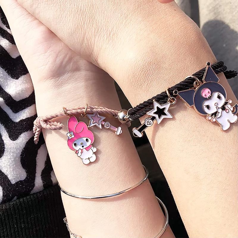 สร้อยข้อมือ โลหะผสมอลูมิเนียม ลายการ์ตูน Sanrio Kuromi My Melody StellaLou แฟชั่นคู่รัก สําหรับเด็กผู้หญิง