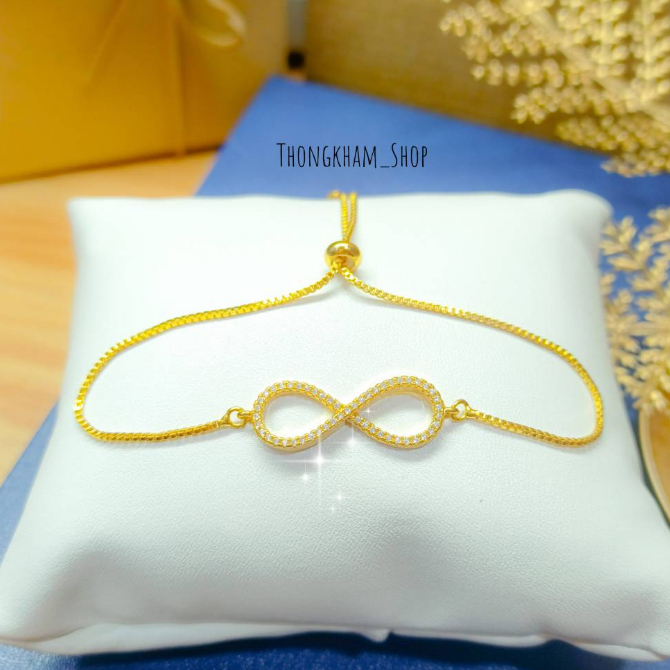 สร้อยข้อมือชุบทองลายอินฟินิตี้ สร้อยข้อมือเลขแปดนำโชค เสริมความรัก #204