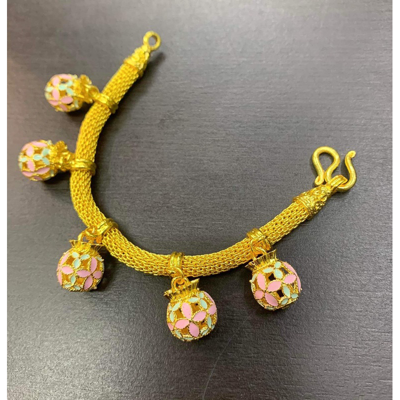 สร้อยข้อมือทองลงยา(ผสมเศษทองแท้) งานสวย คุณภาพดี ใส่อาบน้ำได้ มีปลายทาง