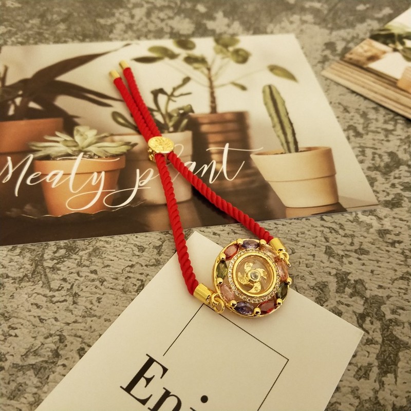 สร้อยข้อมือเชือกถักสีแดงสําหรับผู้หญิงและผู้ชาย
