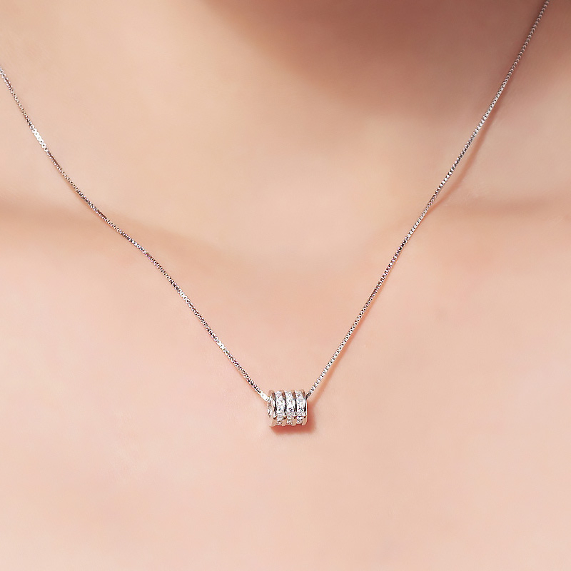สร้อยคอ Crystal Rolling Cylinder Pendant Necklace เครื่องประดับ minimal