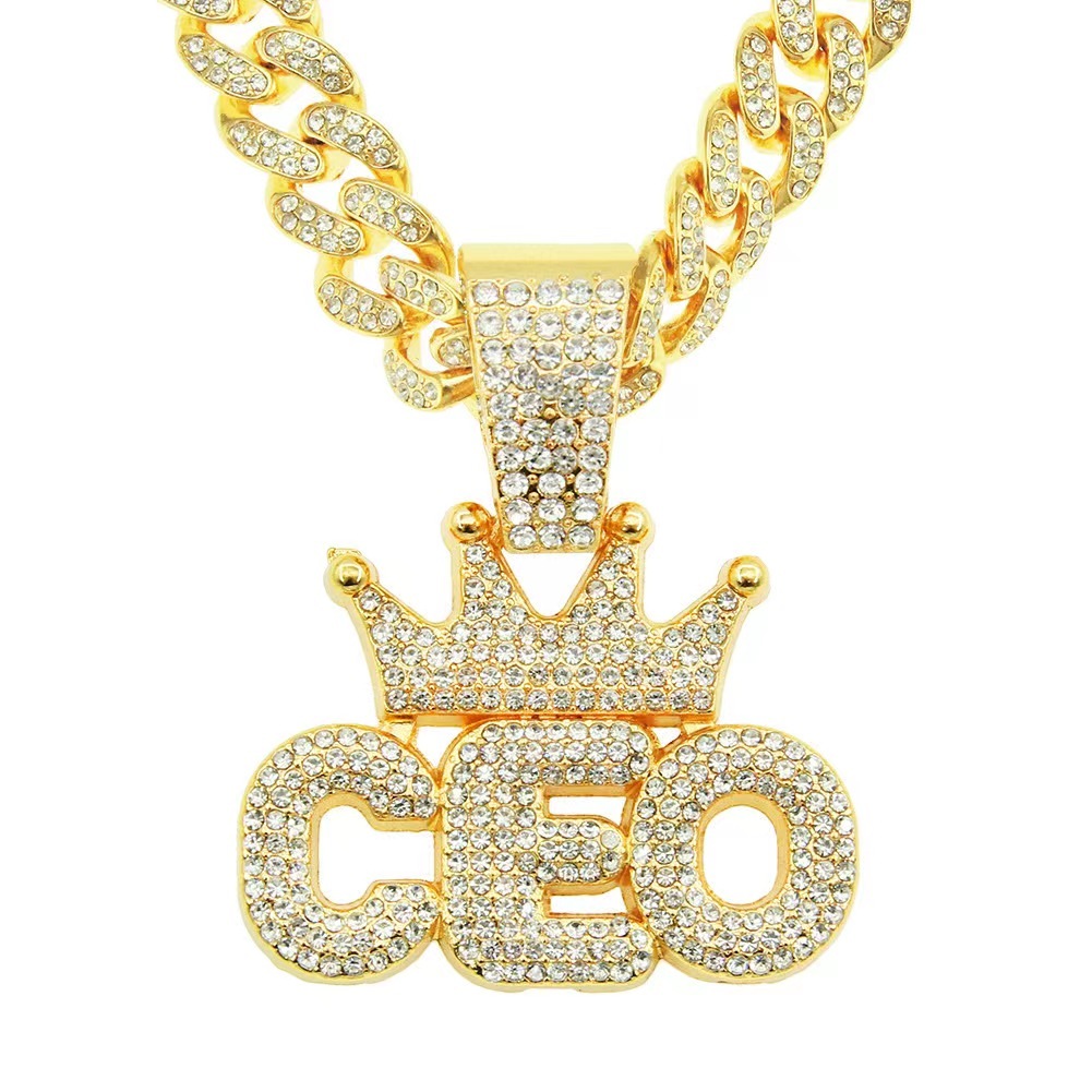 สร้อยคอ จี้มงกุฎตัวอักษร CEO สไตล์ฮิปฮอป