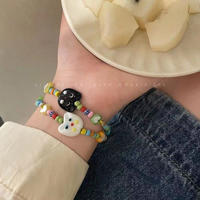 สร้อยคอ สร้อยข้อมือ ประดับลูกปัด ลายการ์ตูนแมว หลากสี แบบสร้างสรรค์ สไตล์เกาหลี