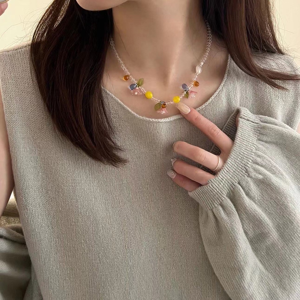 สร้อยคอ สายโซ่ ประดับลูกปัดน่ารัก สีแคนดี้ สําหรับเด็กผู้หญิง