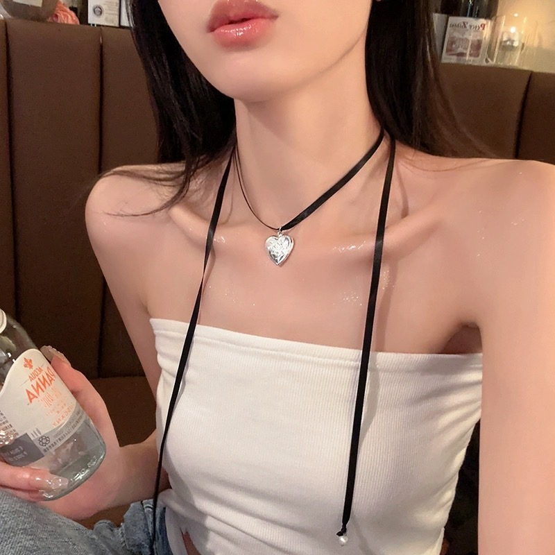 สร้อยคอ สายโซ่ยาว จี้รูปหัวใจ แฟชั่นสําหรับผู้หญิง