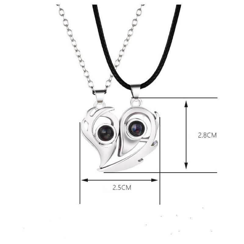 สร้อยคอคู่รัก สร้อยคู่รูปหัวใจ สร้อยมินิมอล คู่แฟน necklace แม่เหล็ก  รูปหัวใจ ผู้ชาย ผู้หญิง