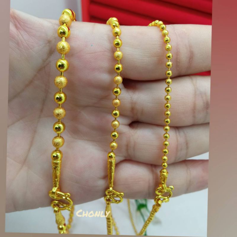 สร้อยคอทองไมครอน เม็ดไข่ปลาสลับทราย มีตะขอสำรองแถม 1ชิ้น (มีบริการเก็บเงินปลายทางครับ)