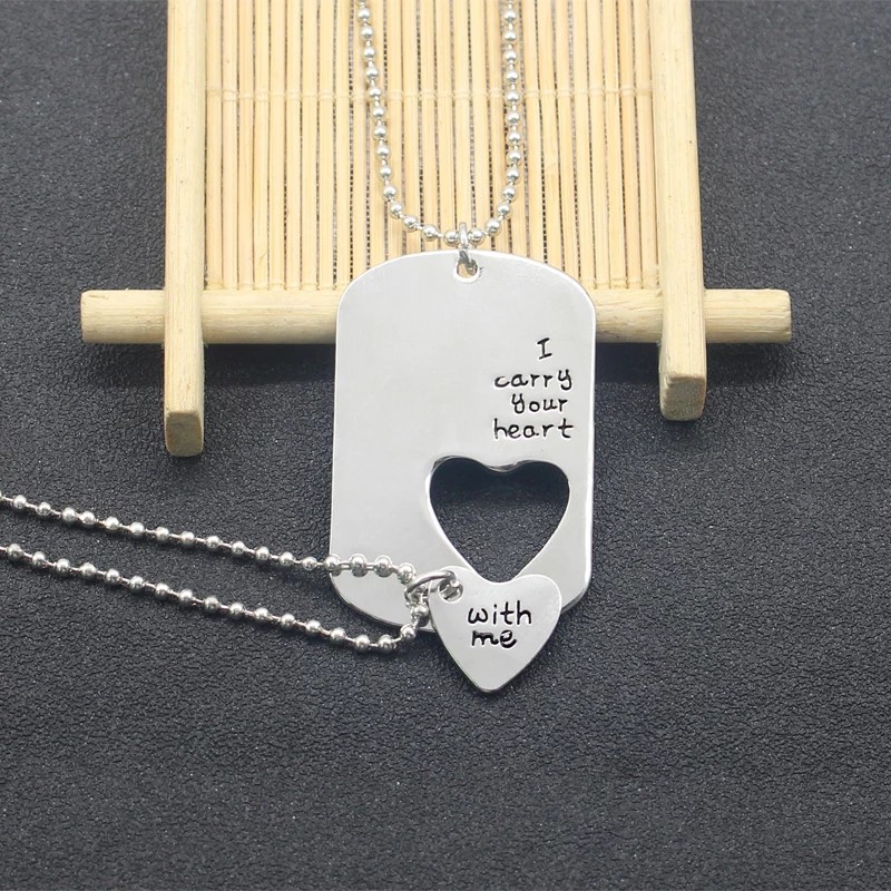 สร้อยคอโซ่ จี้ตัวอักษร Your Heart Is With Me ประดับลูกปัด แฟชั่นคู่รัก 2 ชิ้น