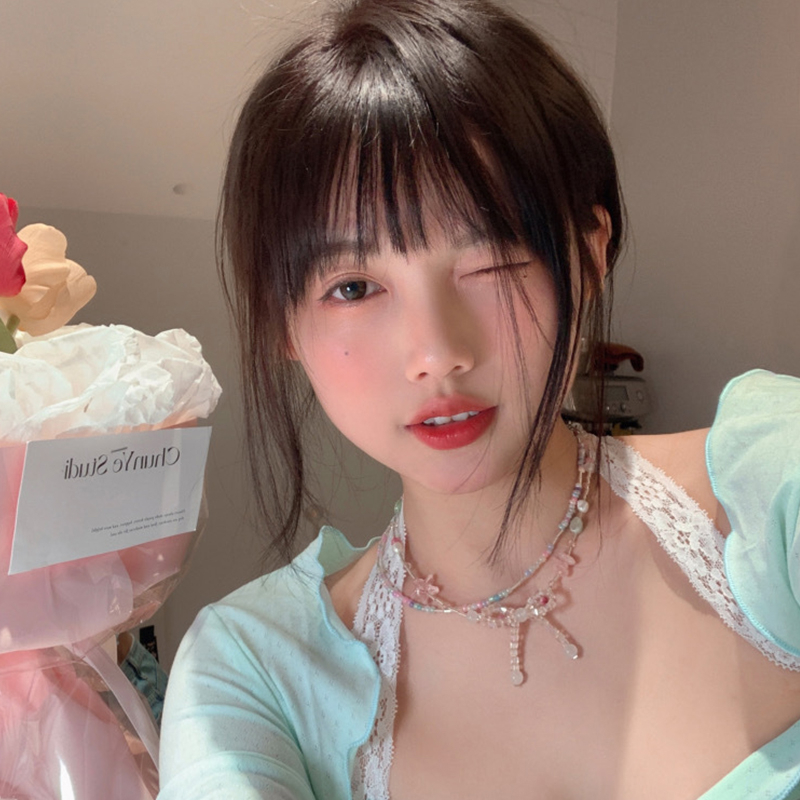 สร้อยคอโซ่ ประดับลูกปัดคริสตัล รูปโบว์ อเนกประสงค์ สไตล์เรโทร